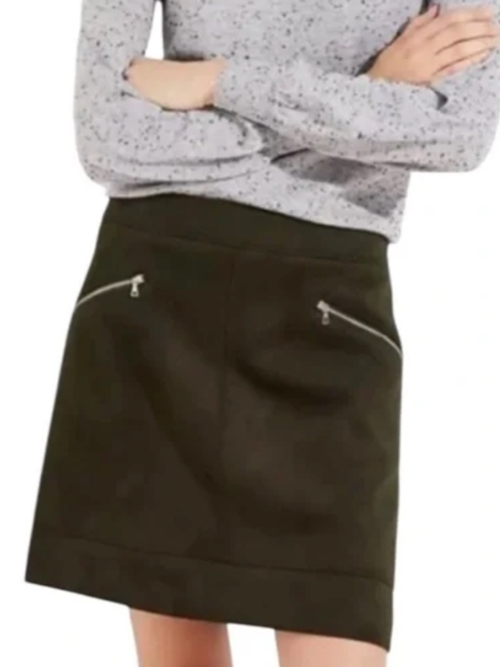 LOFT Faux Suede Mini Skirt - Hunter Green Size 8